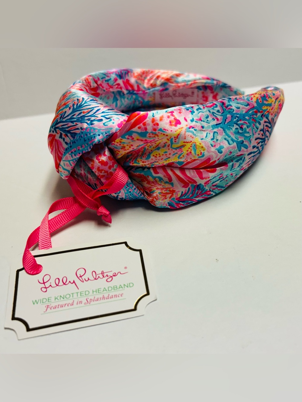 Lilly Pulitzer Knotted 3in Wide Headband in Pink, Aqua & Yellow Splash New